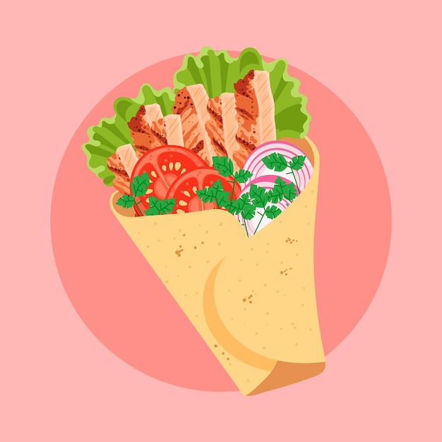 Flat design shawarma illustration