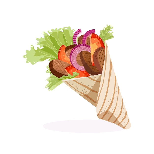 Flat design shawarma illustration