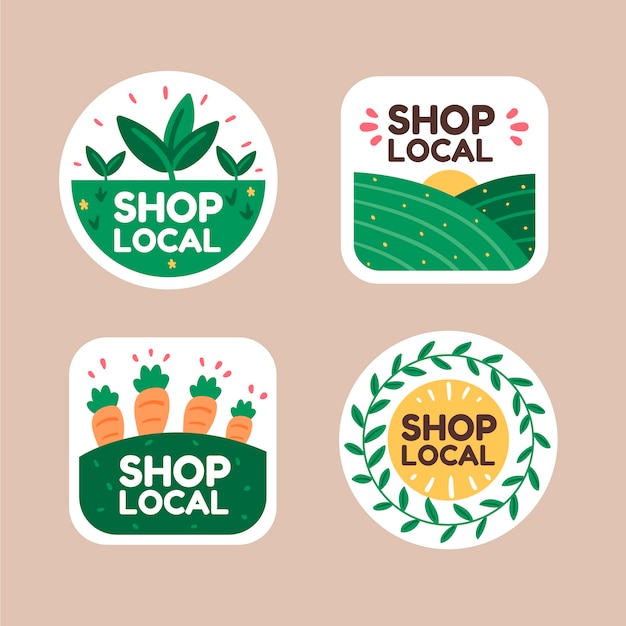 Flat design shop local label collection