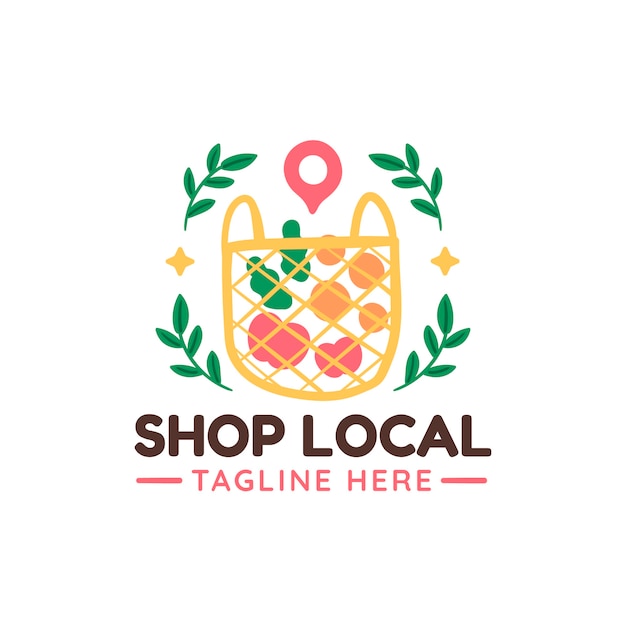 Flat design shop local logo template