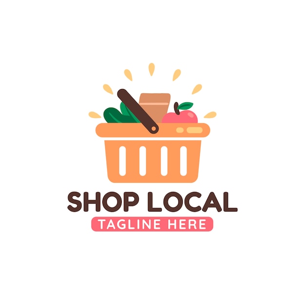 Flat design shop local logo template