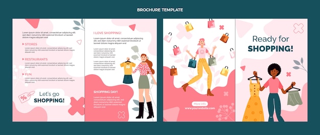 Flat design shopping center brochure template