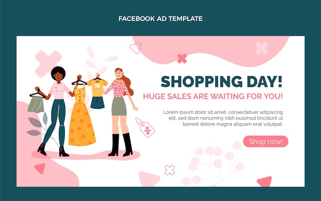 Flat design shopping center facebook template