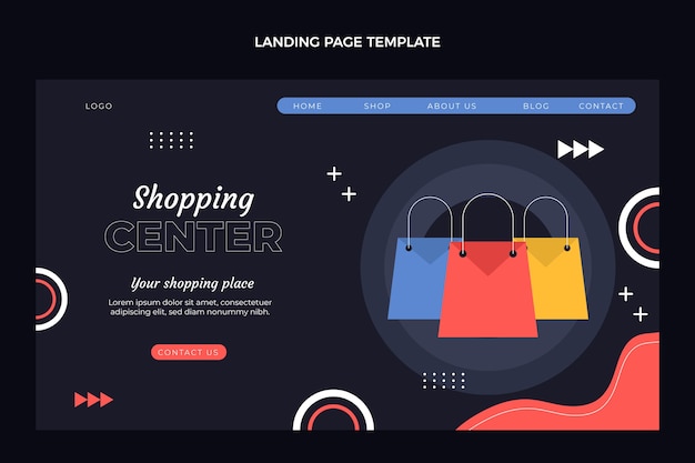 Flat design shopping center landing page