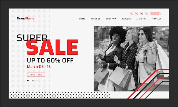 Flat design shopping center landing page