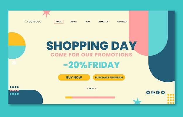 Flat design shopping center landing page