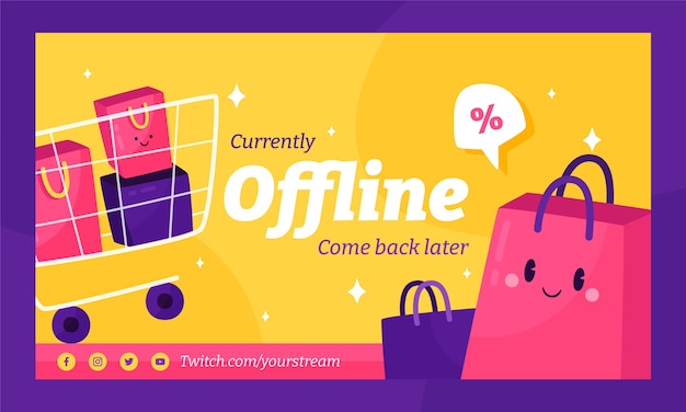 Flat design shopping center twitch background