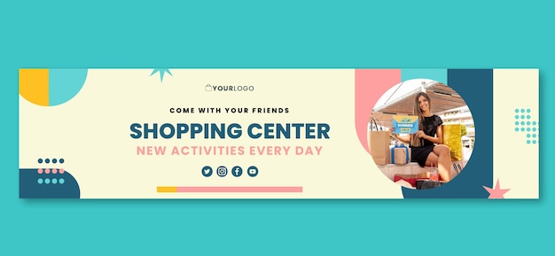 Flat design shopping center twitch banner