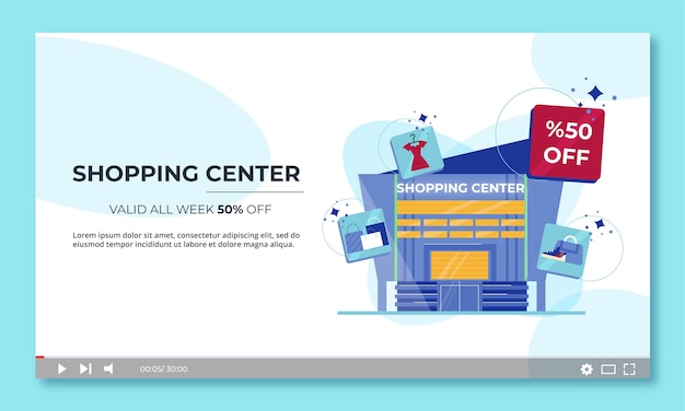 Flat design shopping center youtube thumbnail