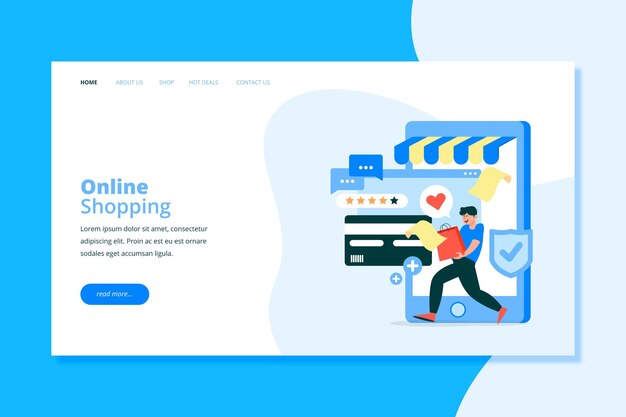 Flat design of shopping online landing page