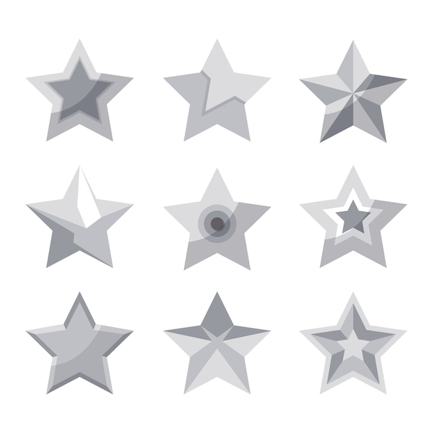 Flat design silver stars element collection