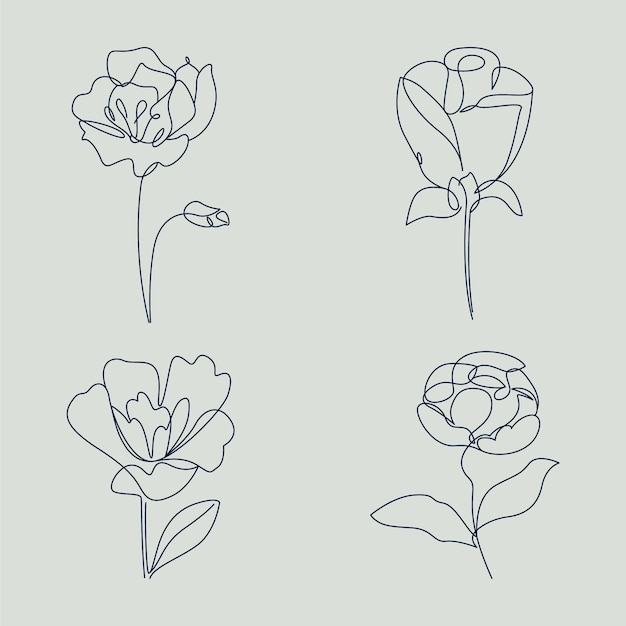 Flat design simple flower outline