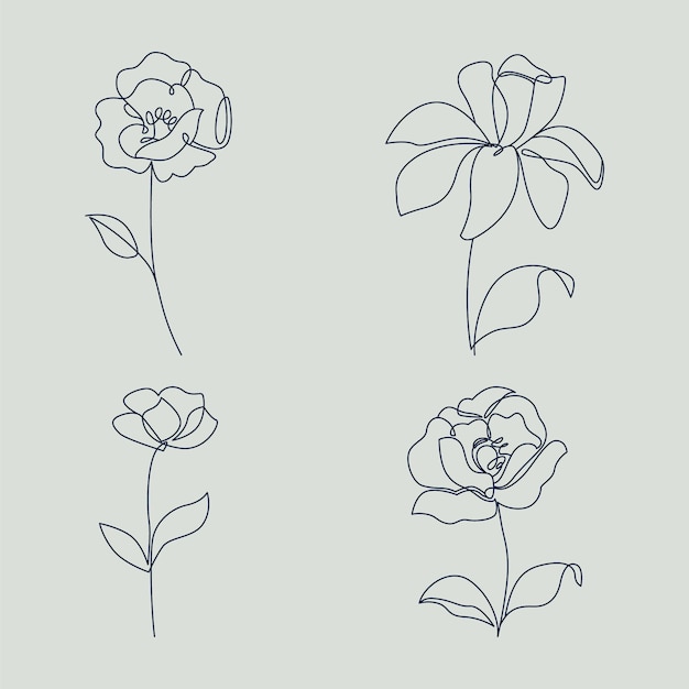 Flat design simple flower outline