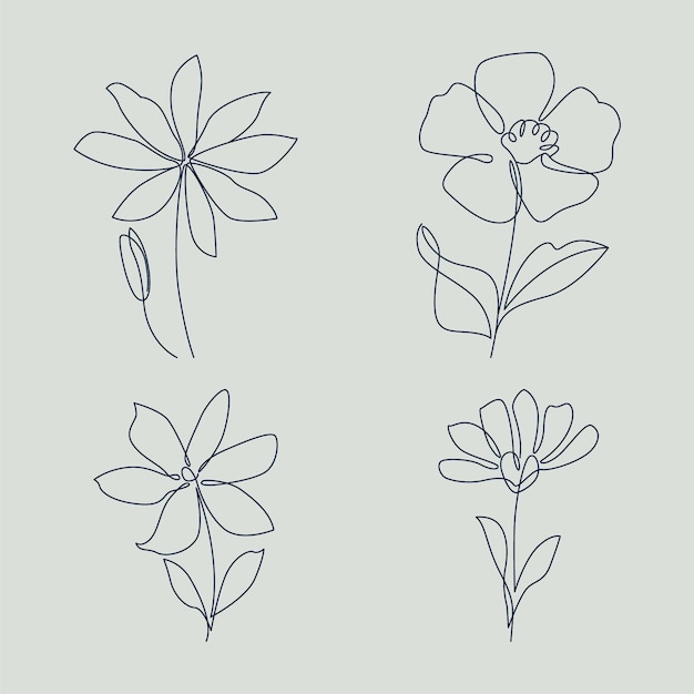 Flat design simple flower outline