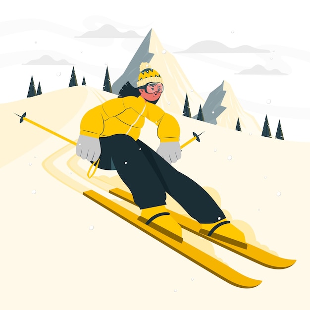 Flat design skier concept illustration