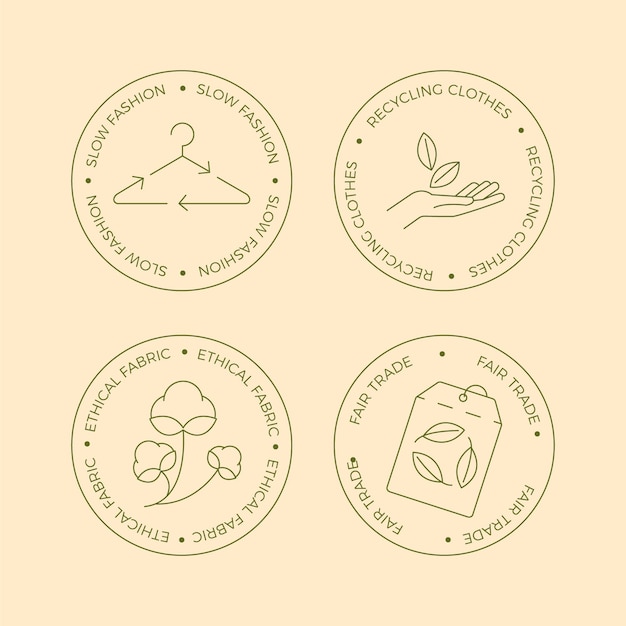 Flat design slow fashion badge collection