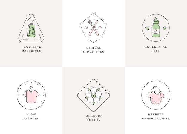 Flat design slow fashion badge pack