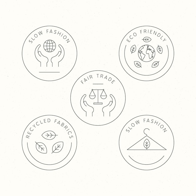 Free Vector flat design slow fashion badge pack