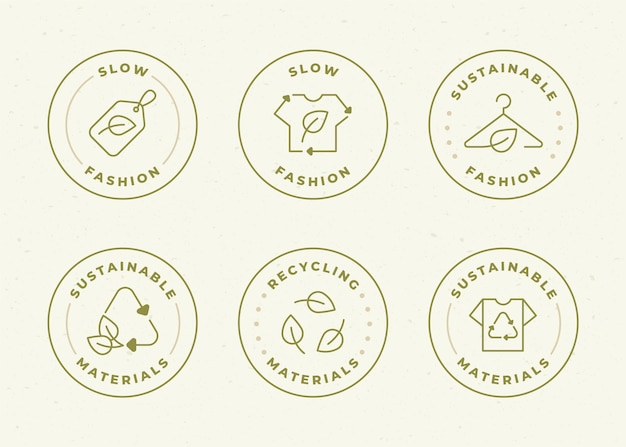 Flat design slow fashion badge set