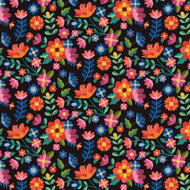 Flat design small flowers pattern design