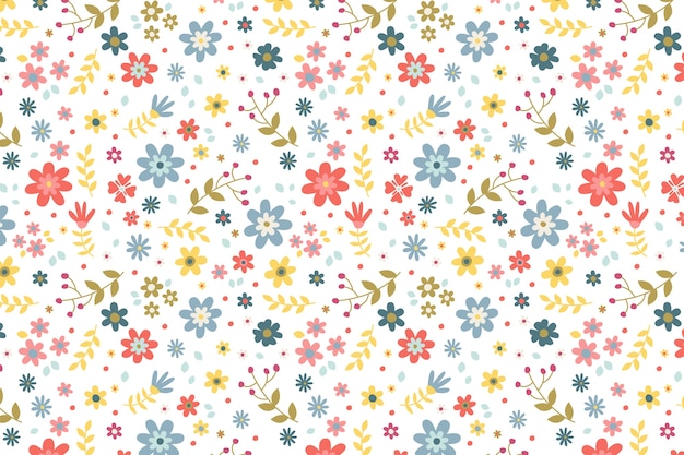 Flat design small flowers pattern design