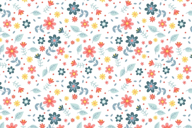 Flat design small flowers pattern design