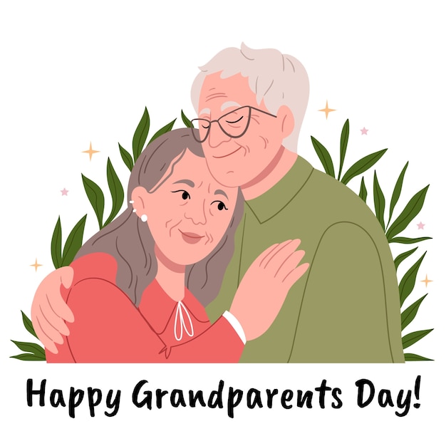 Flat design smiley grandparents illustration