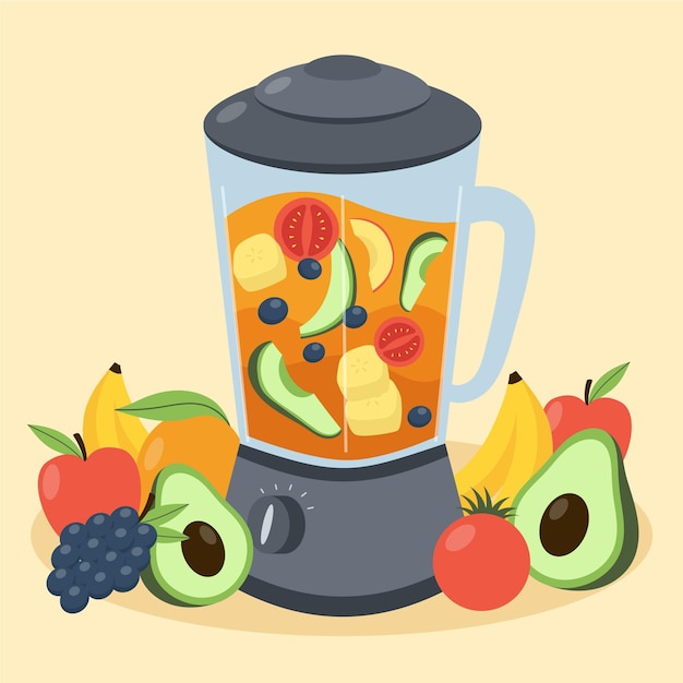 Flat design smoothies in blender glass