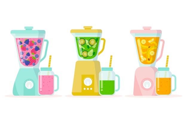 Flat design smoothies in blender glass