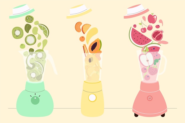 Free Vector flat design smoothies in blender glass