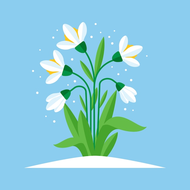 Flat design snowdrop illustration