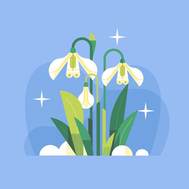 Flat design snowdrop illustration