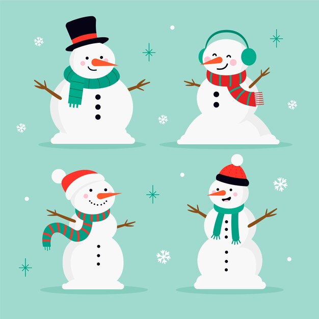 Flat design snowman character set