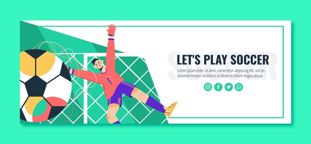 Flat design soccer facebook cover template