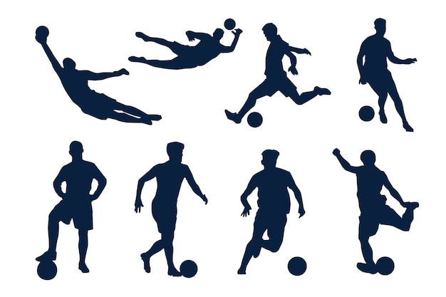 Flat design soccer player silhouette illustration