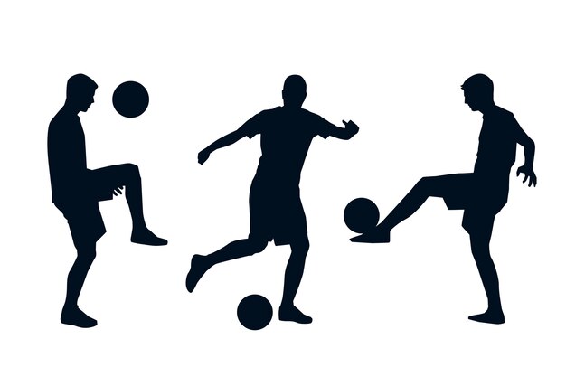 Flat design soccer player silhouette set