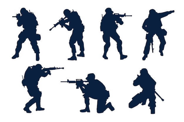 Flat design soldier silhouette