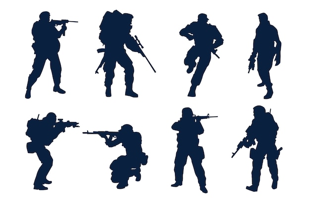 Flat design soldier silhouette