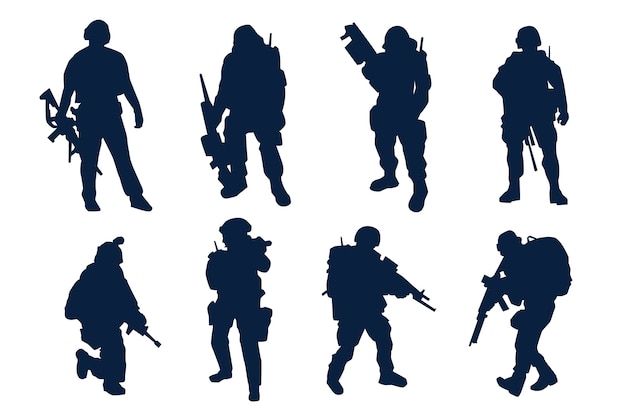 Flat design soldier silhouette