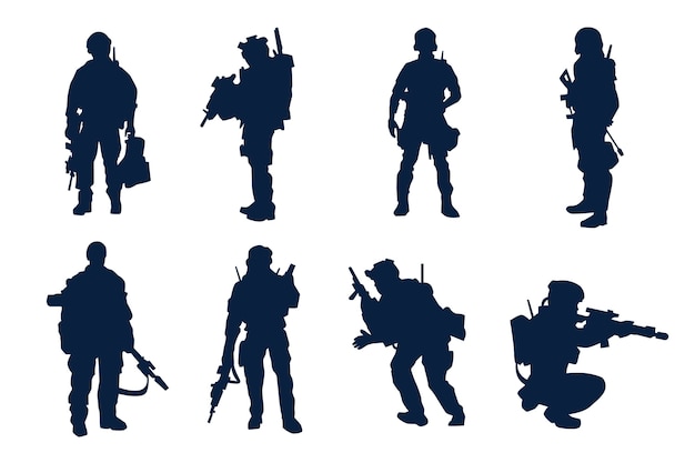 Free vector flat design soldier silhouette