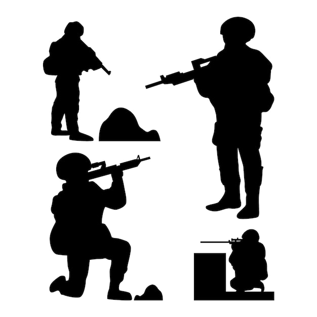 Flat design soldier silhouette