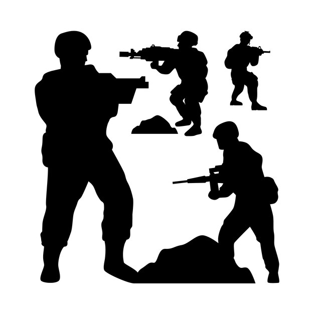 Flat design soldier silhouette