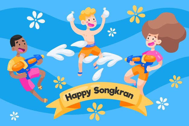 Flat design songkran festival concept