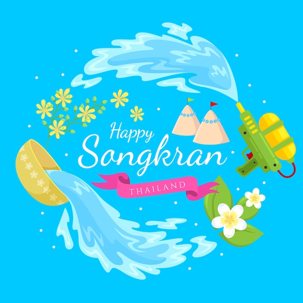 Flat design for songkran festival