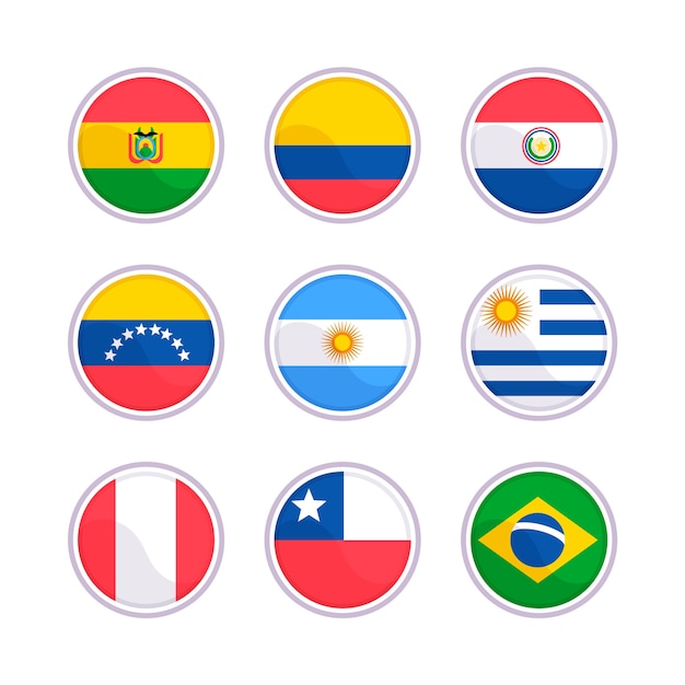 Free Vector flat design south america flags element collection