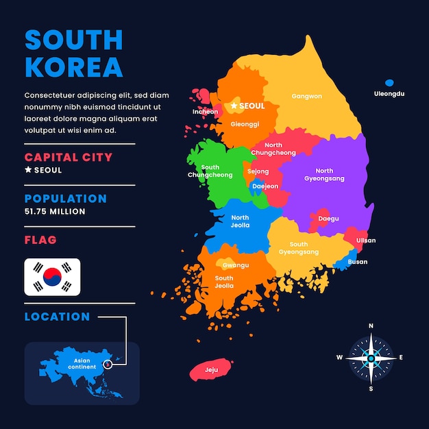 Free vector flat design south korea map design