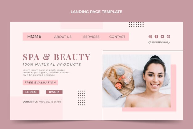 Flat design spa and beauty landing page