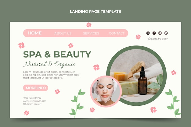 Flat design spa and beauty landing page