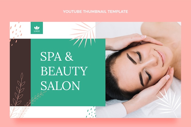 Free Vector flat design spa and beauty treatment youtube thumbnail