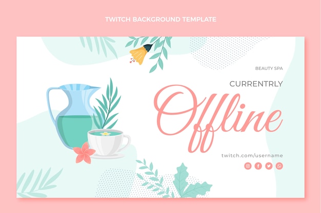 Flat design spa center twitch background